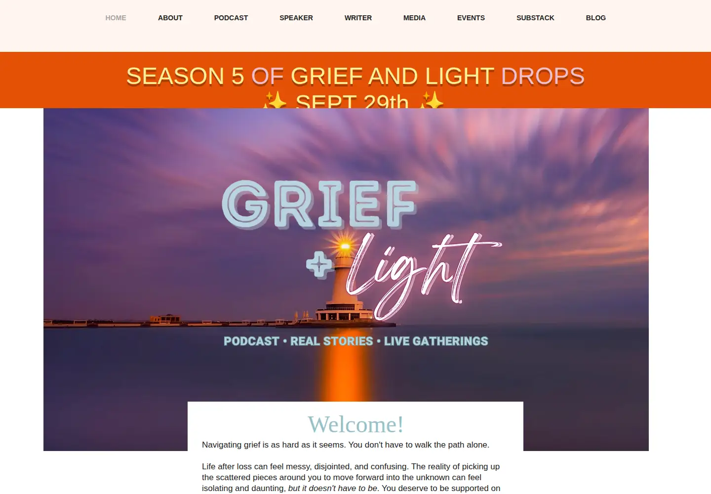 Screenshot of griefandlight.com