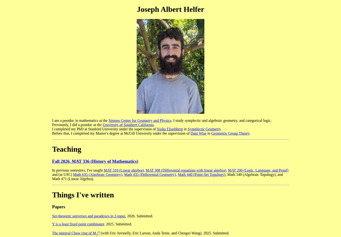 Screenshot of jojhelfer.com
