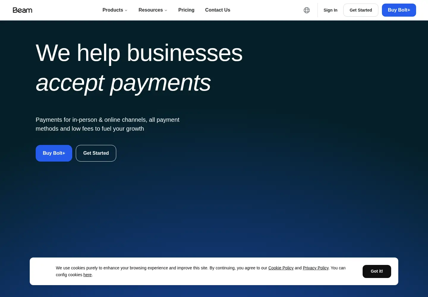Screenshot of beamcheckout.com