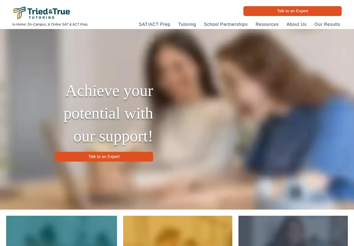 Captured homepage of triedandtruetutoring.com in the current scan