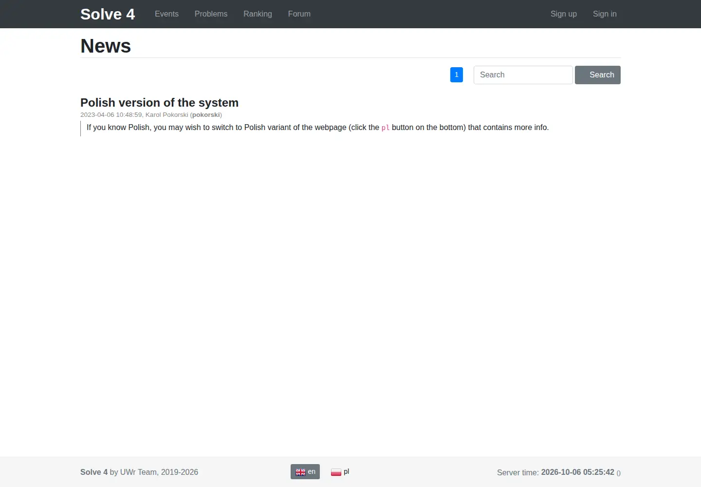Captured homepage of solve.edu.pl in the current scan