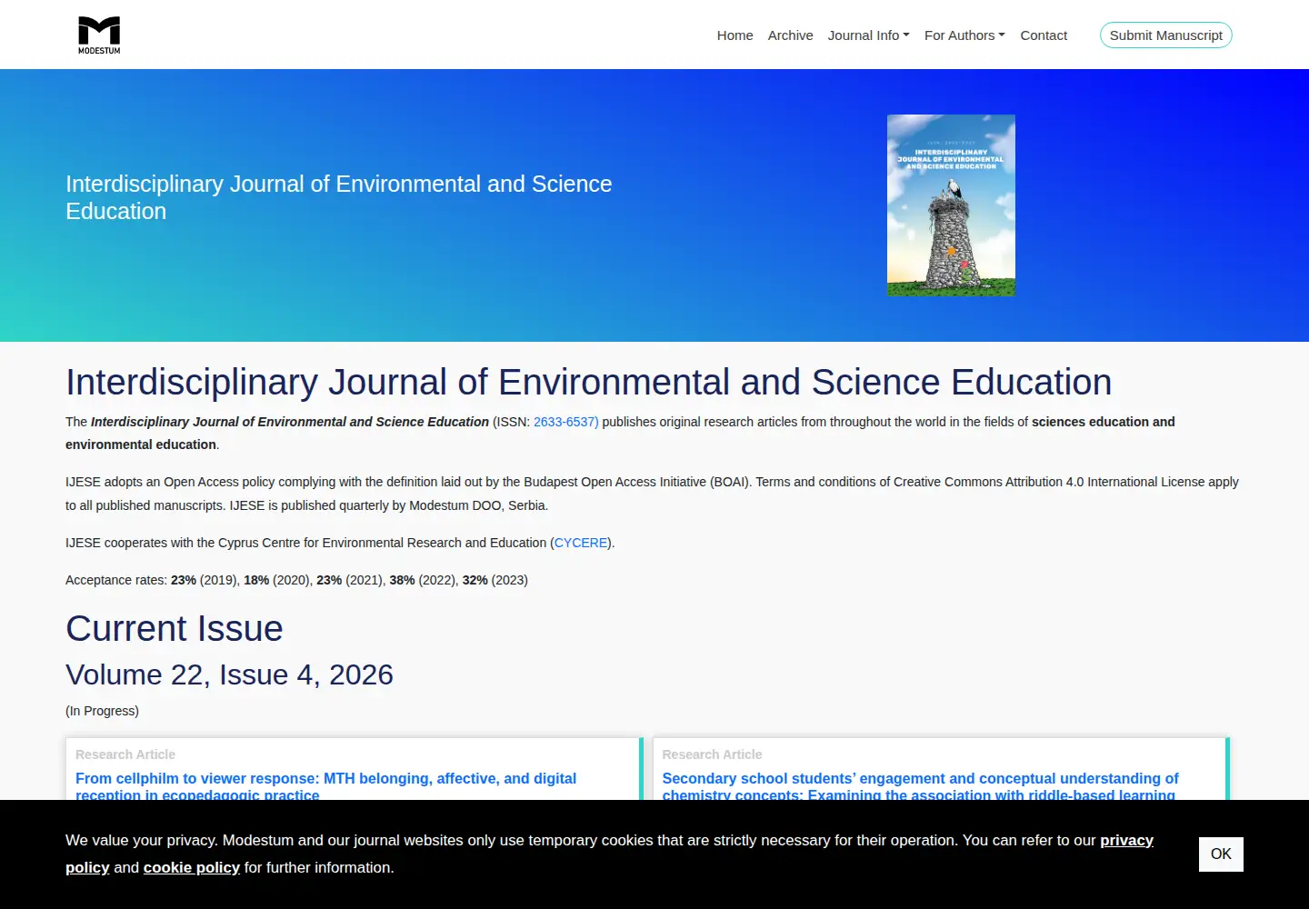 Screenshot of ijese.com