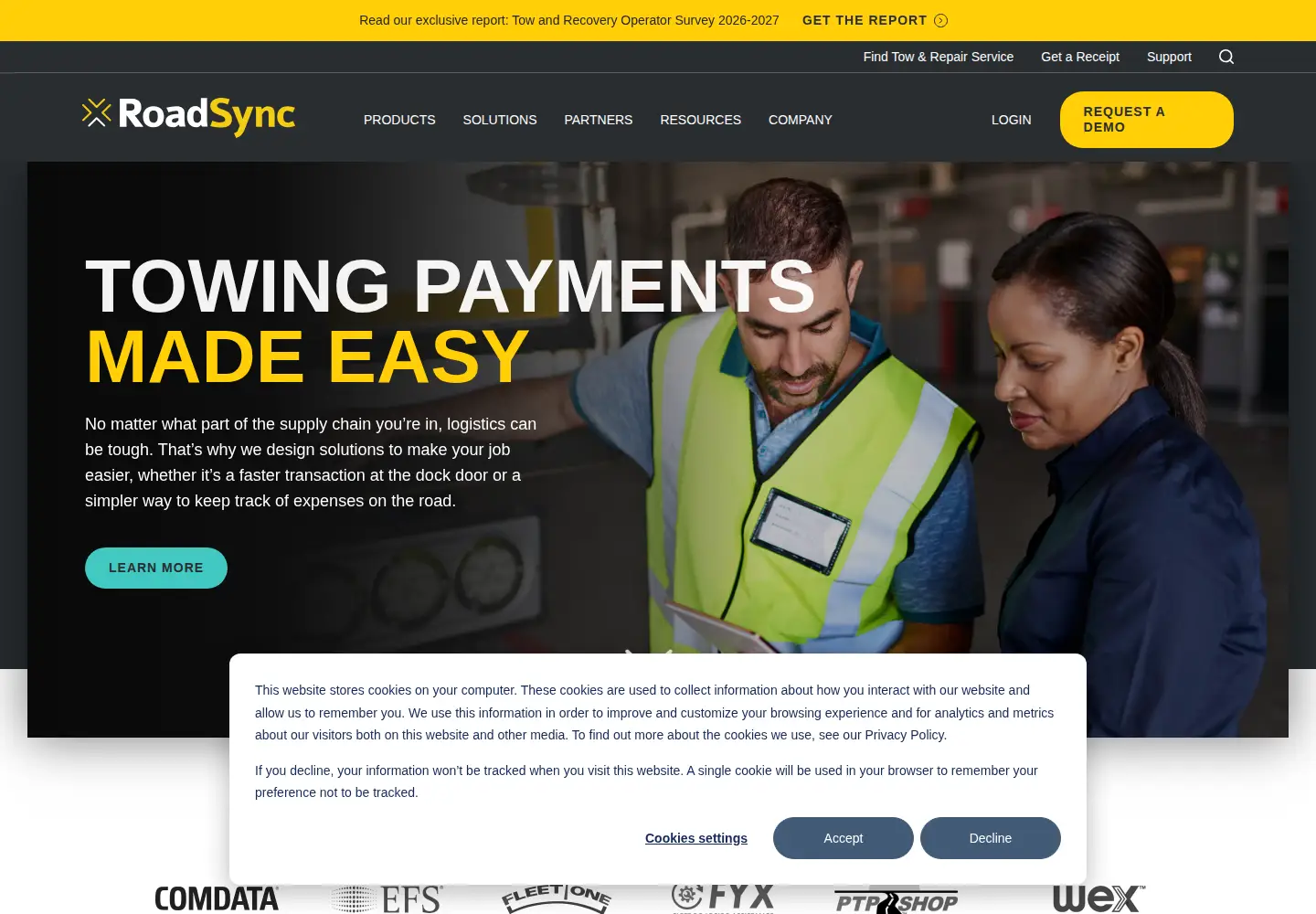 Captured homepage of roadsync.com in the current scan