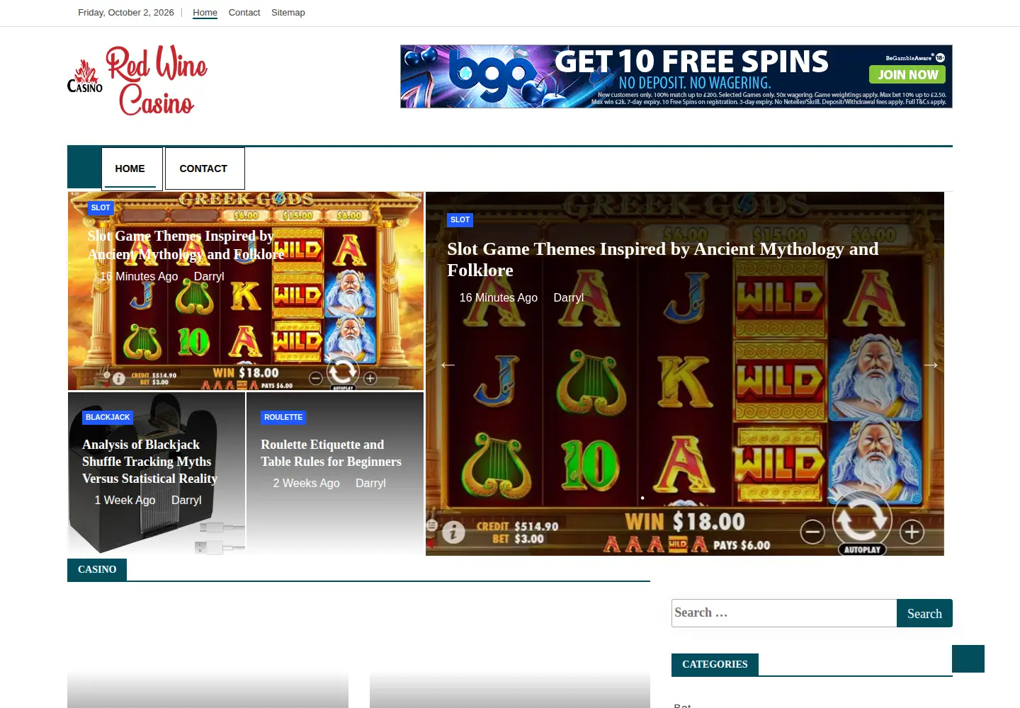 Screenshot of redwinecasino.com