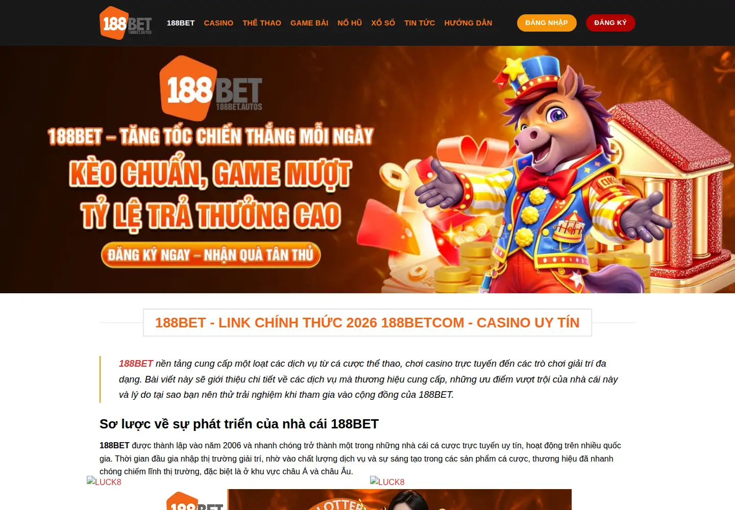 Captured homepage of 188bet.autos in the current scan