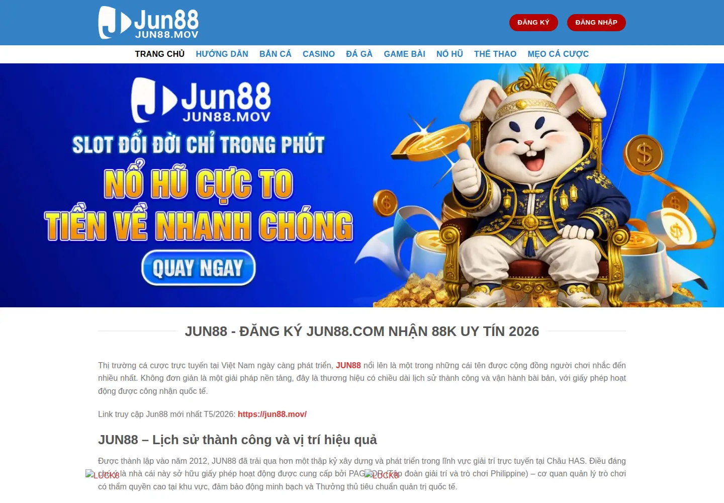 Captured homepage of jun88.mov in the current scan