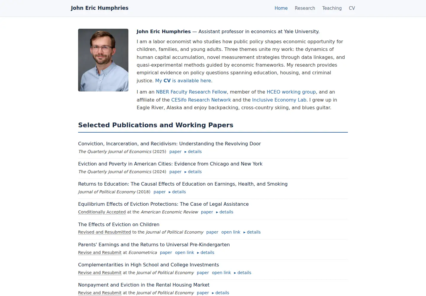 Screenshot of johnerichumphries.com