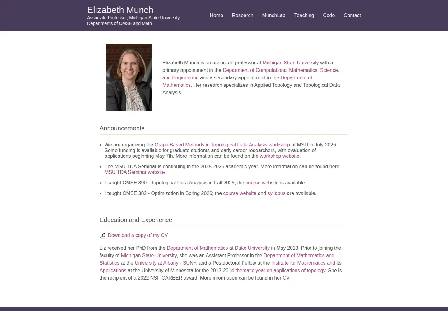 Screenshot of elizabethmunch.com