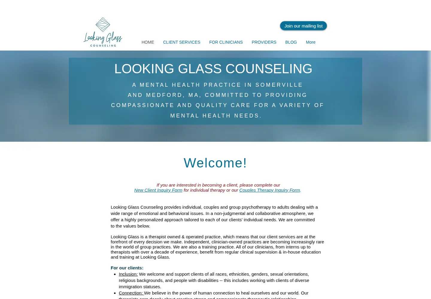 Captured homepage of lookingglasscounseling.net in the current scan