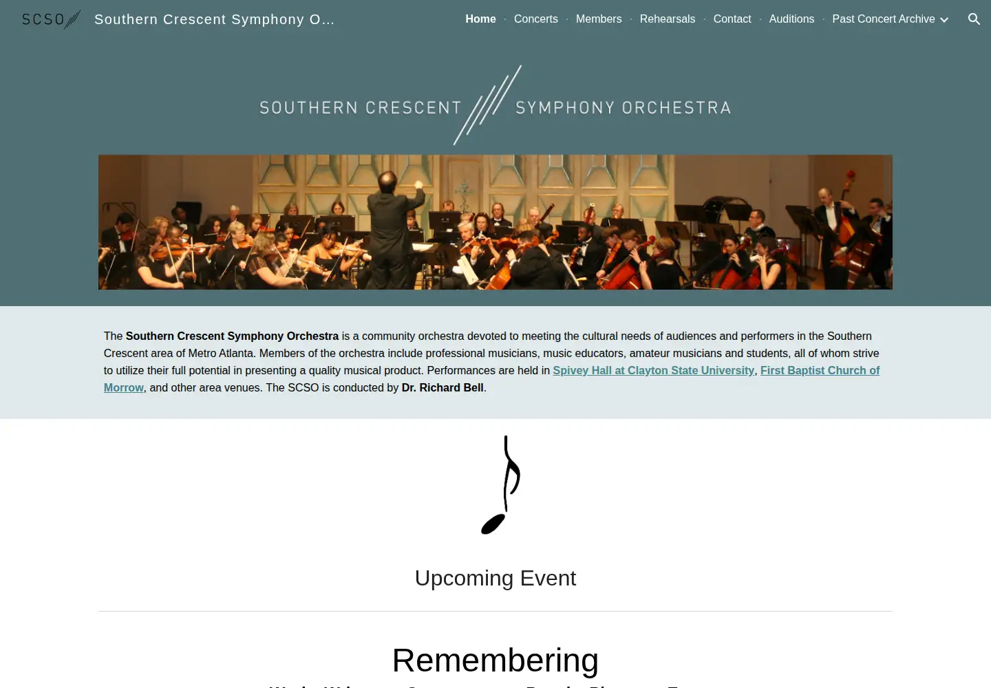 Captured homepage of scsymphony.net in the current scan