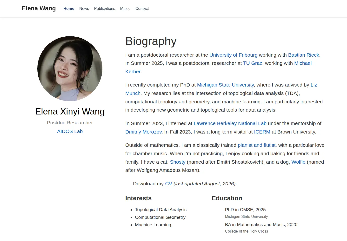 Screenshot of elenaxwang.com