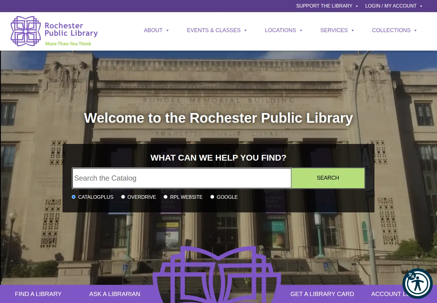Screenshot of roccitylibrary.org
