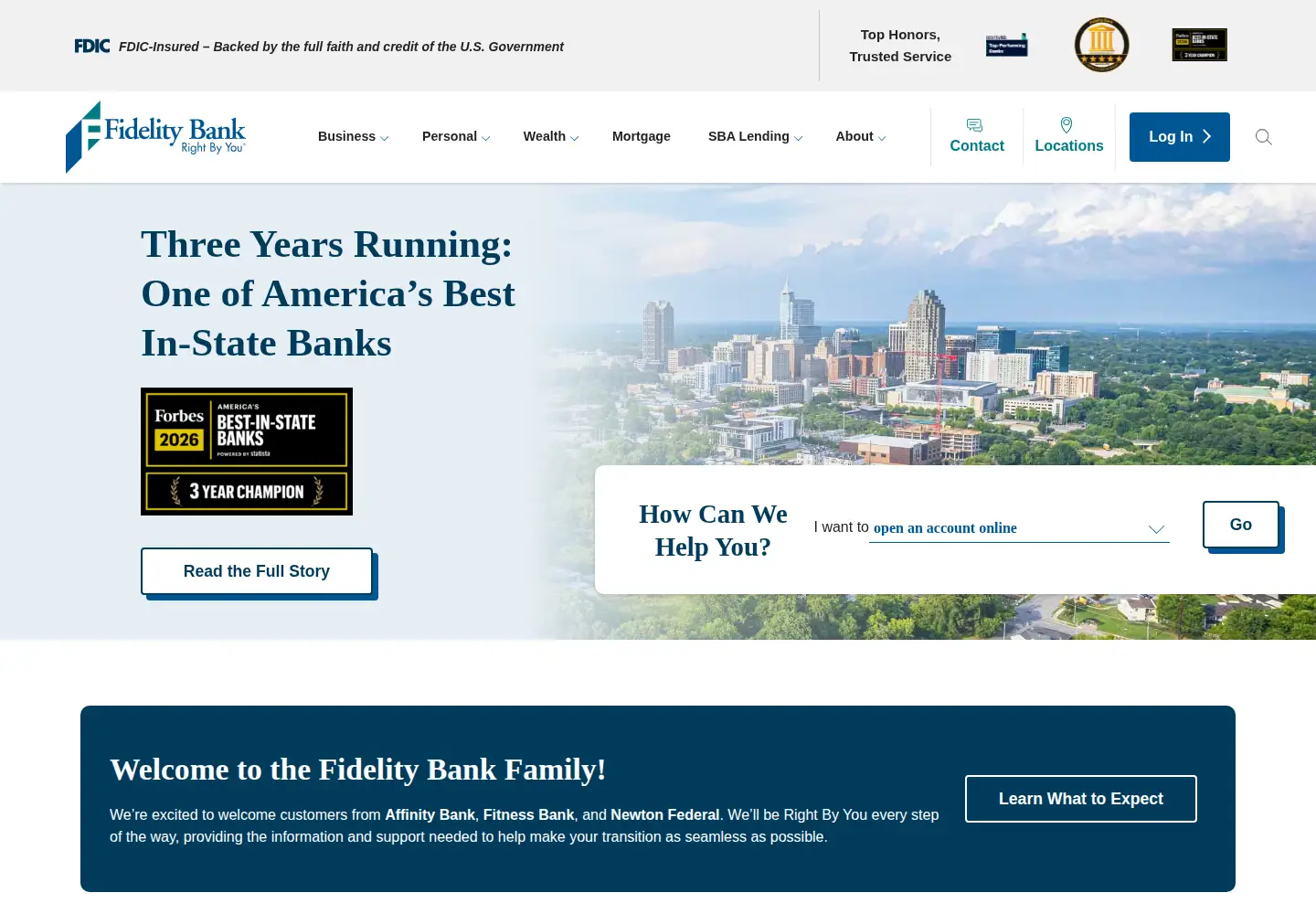 Screenshot of fidelitybanknc.com