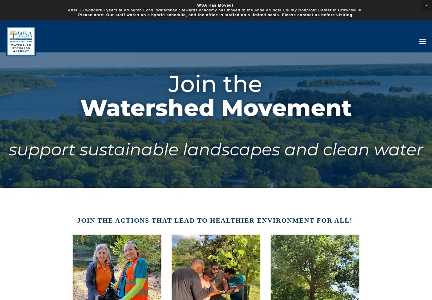 Captured homepage of aawsa.org in the current scan