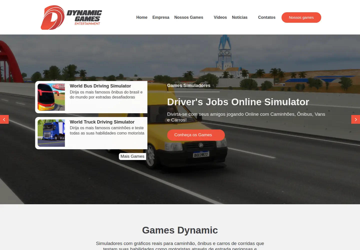 Captured homepage of dynamicgames.com.br in the current scan