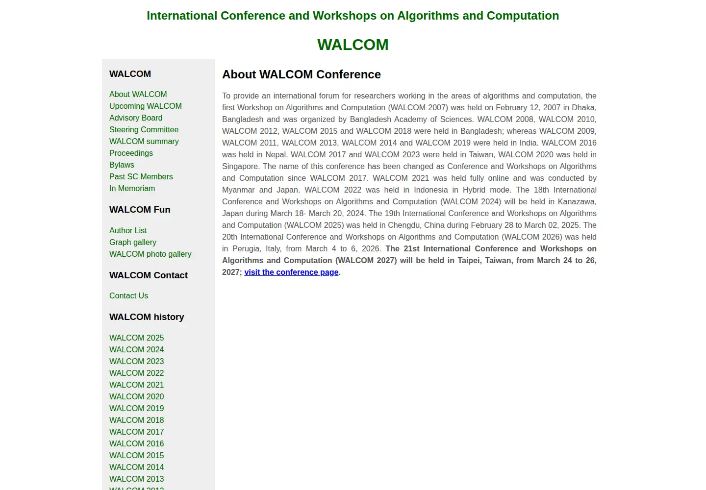 Screenshot of walcom-conference.org