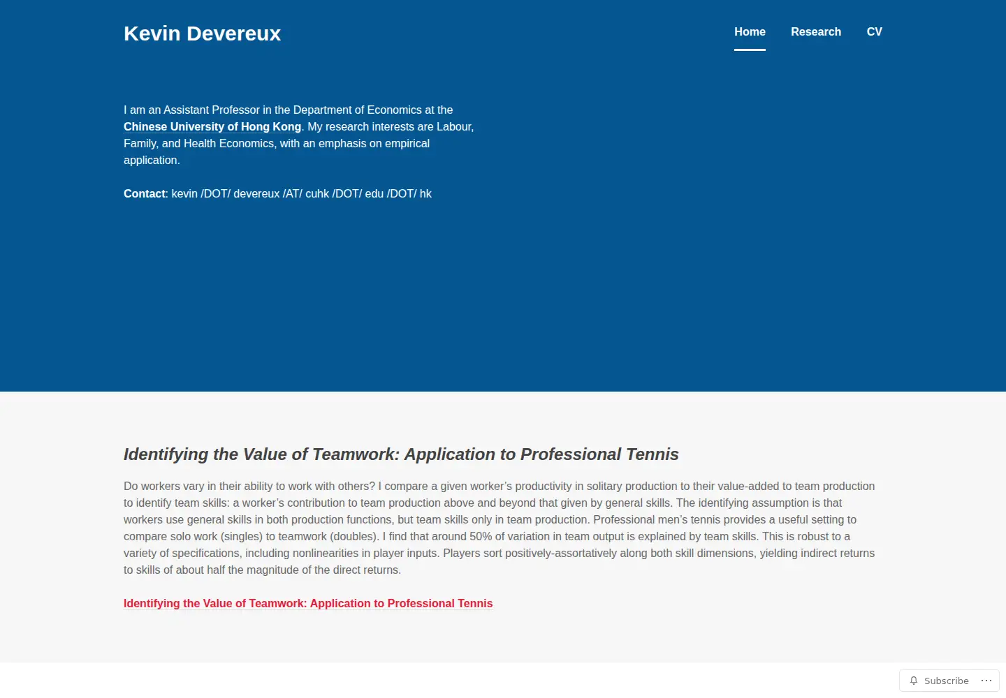 Screenshot of kevindevereux.com