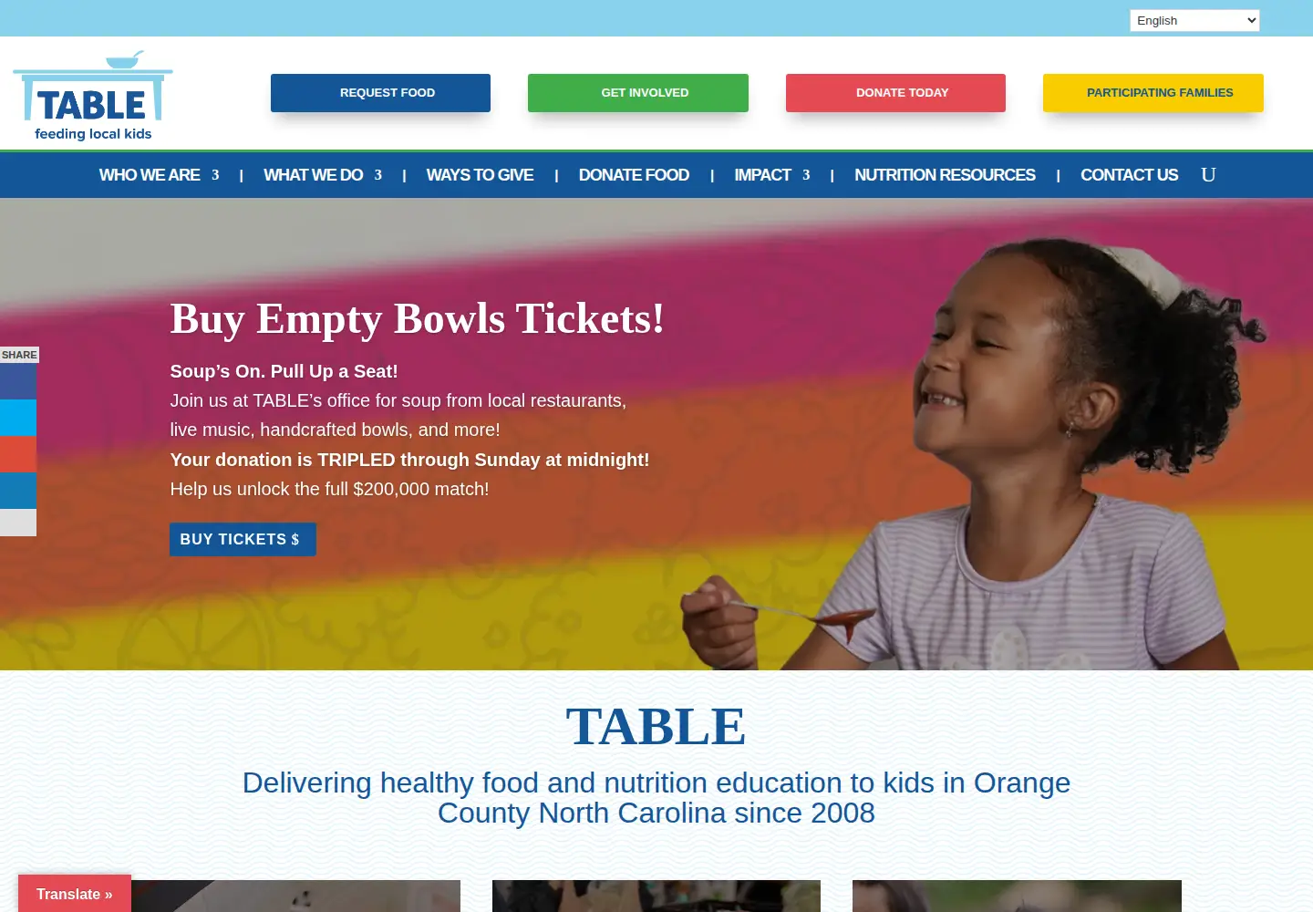 Captured homepage of tablenc.org in the current scan
