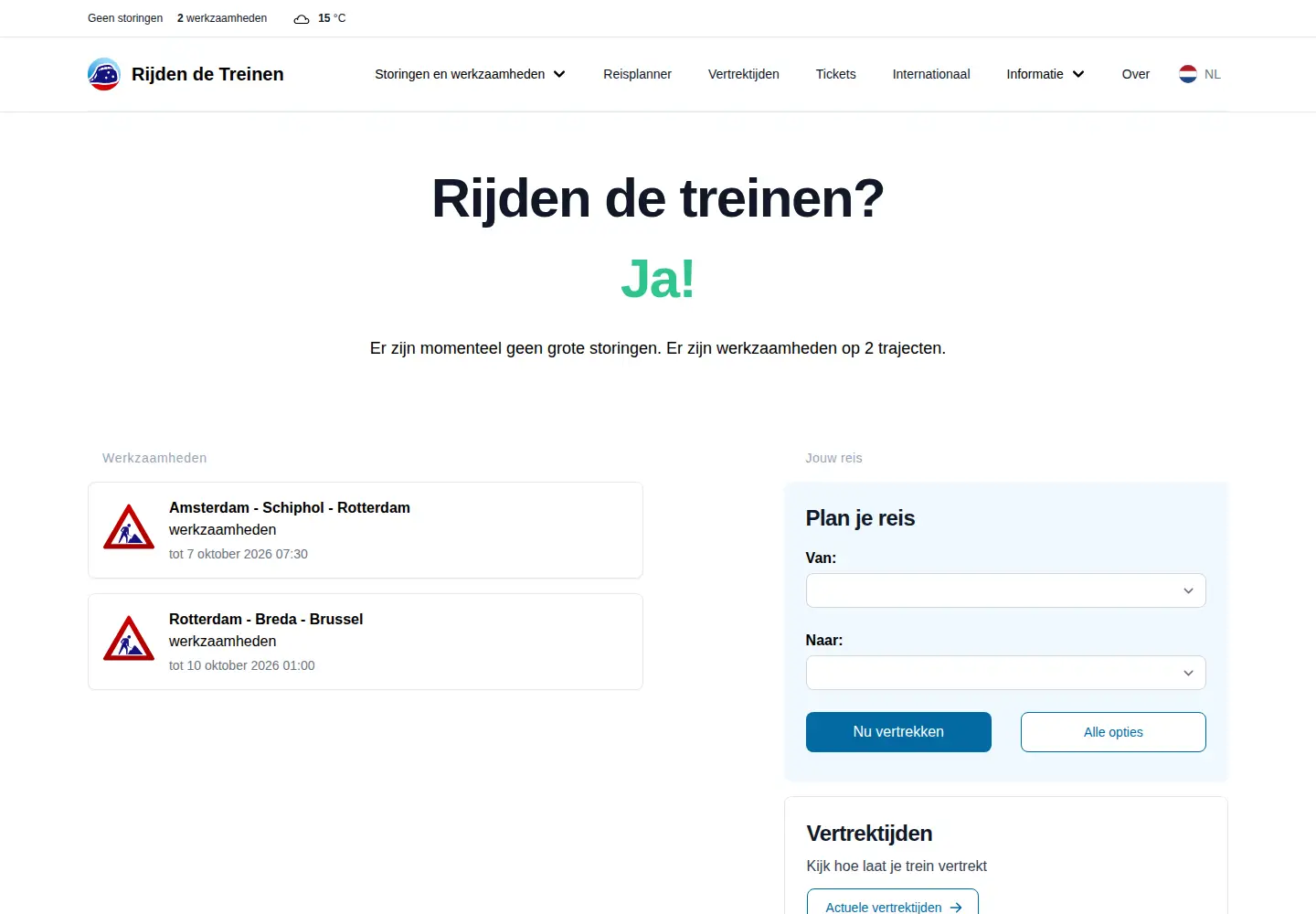 Screenshot of rijdendetreinen.nl
