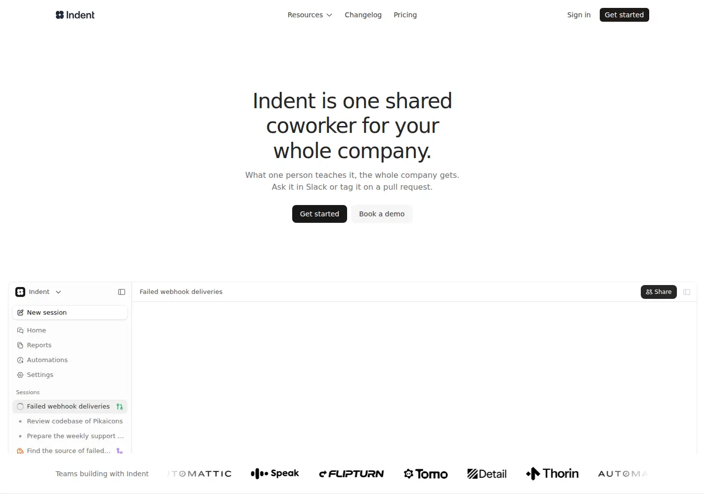 Screenshot of indent.com