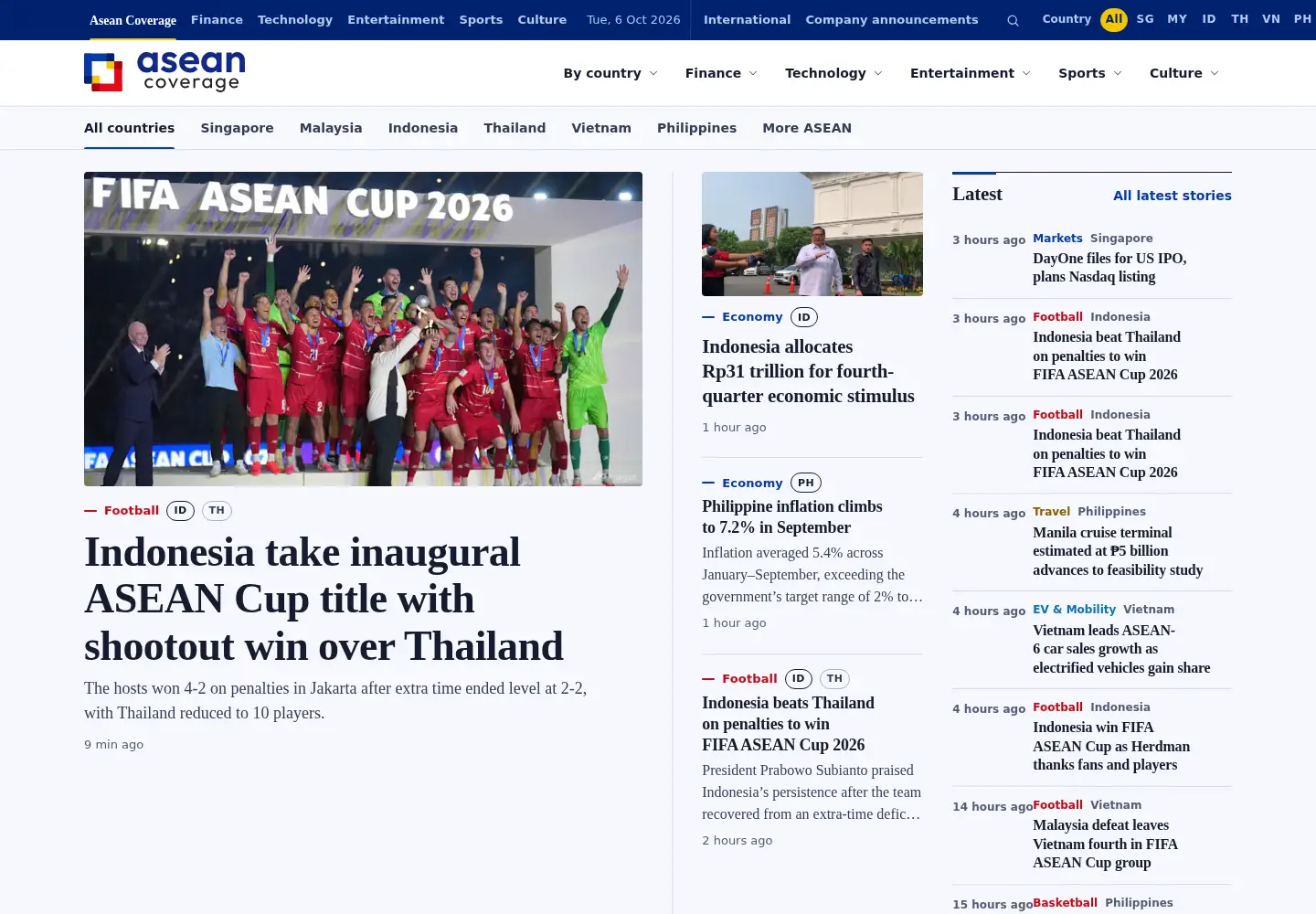 Captured homepage of aseancoverage.com in the current scan