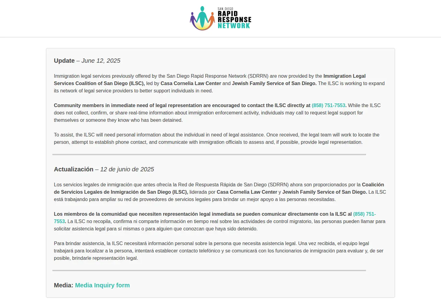 Captured homepage of rapidresponsesd.org in the current scan