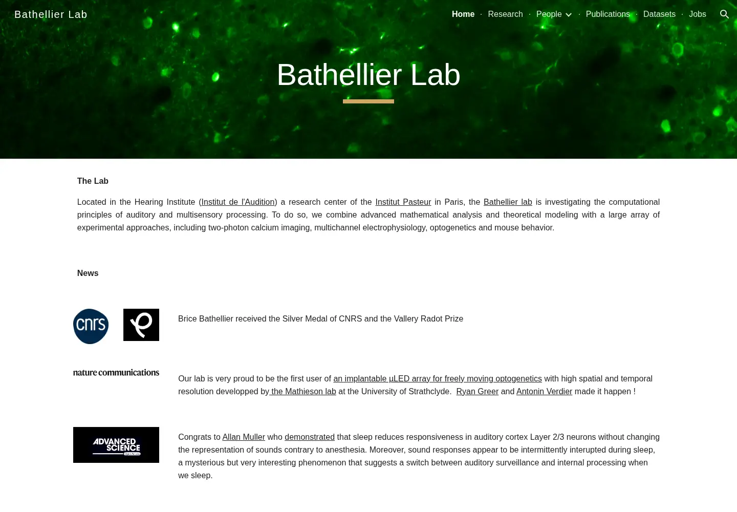 Screenshot of bathellier-lab.org