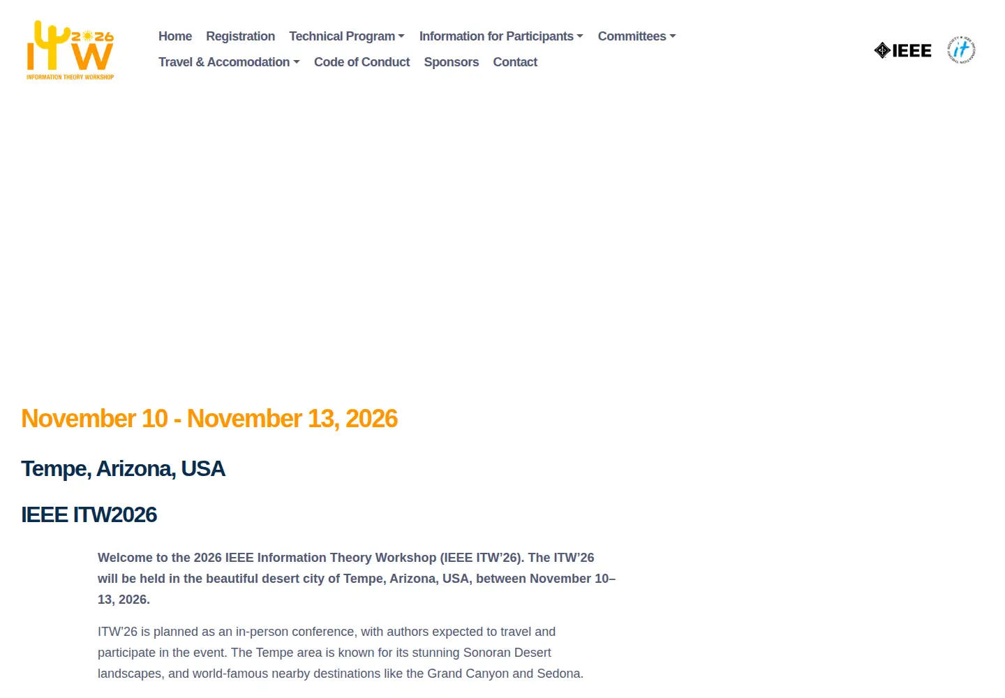 Captured homepage of ieee-itw.org in the current scan