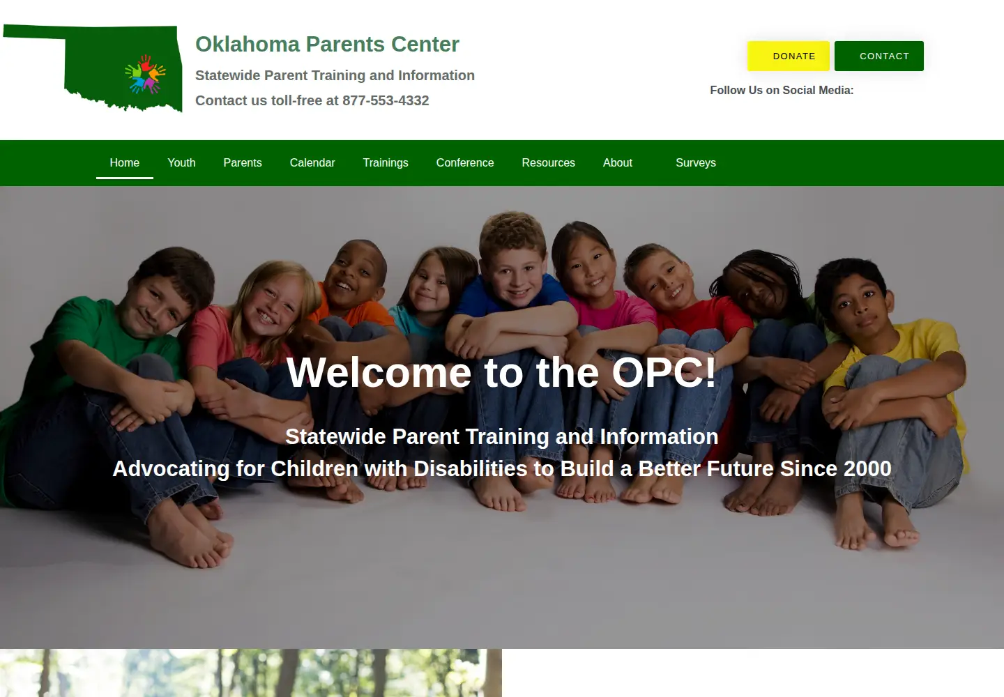 Screenshot of oklahomaparentscenter.org