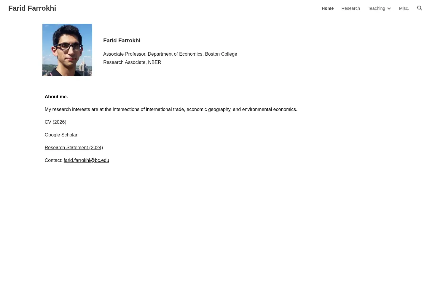 Captured homepage of faridfarrokhi.com in the current scan