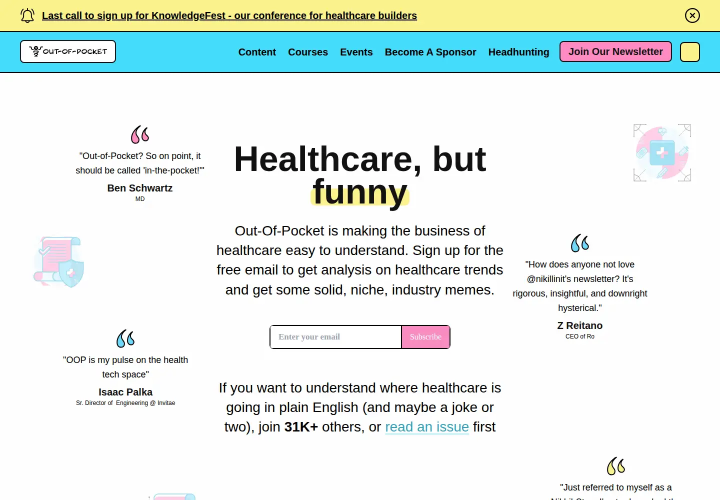 Captured homepage of outofpocket.health in the current scan