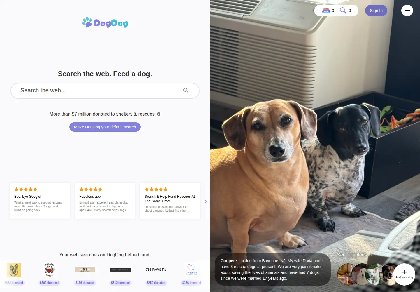 Captured homepage of dogdog.org in the current scan