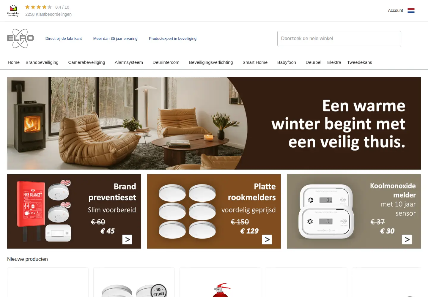 Captured homepage of elro.eu in the current scan