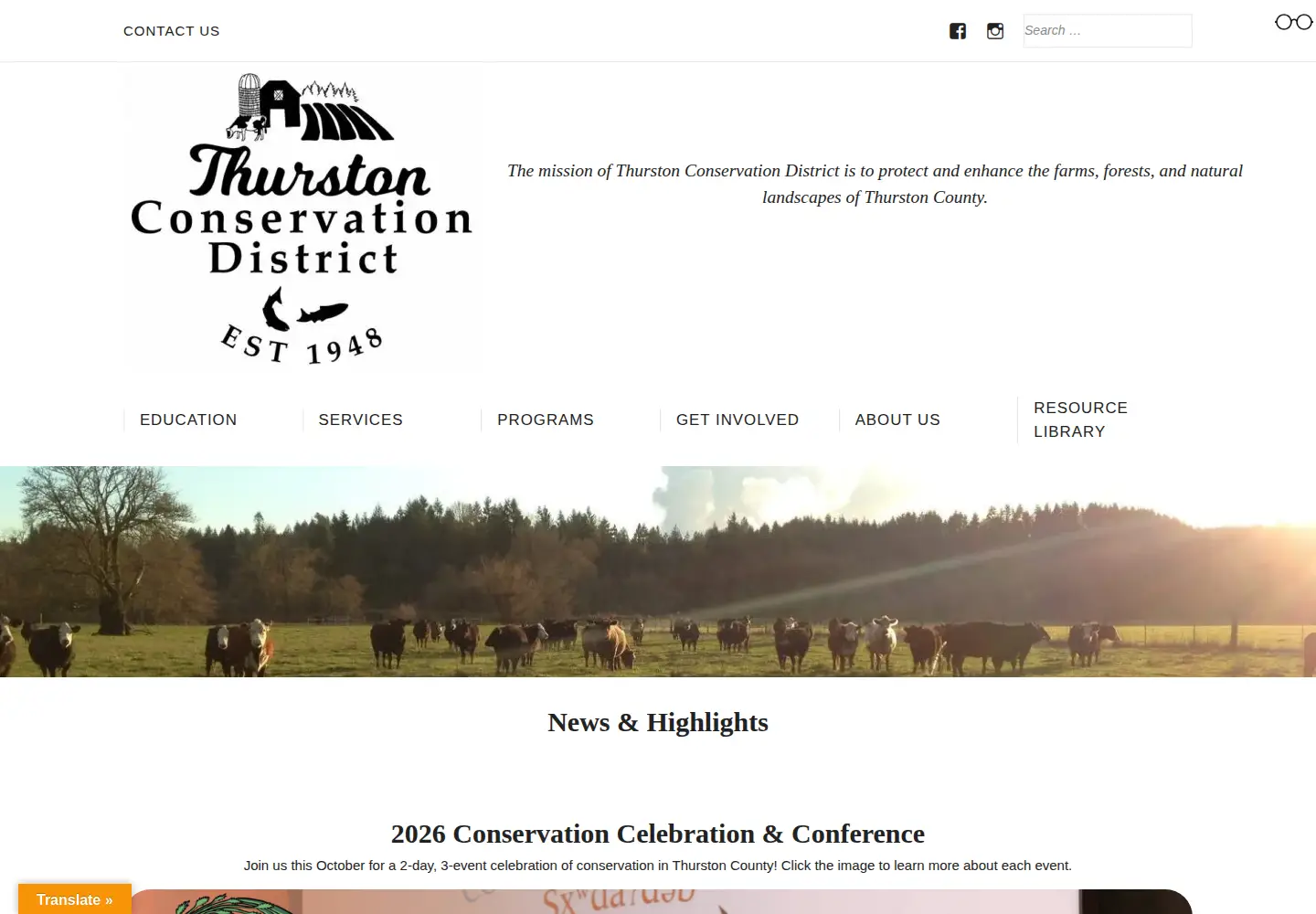 Captured homepage of thurstoncd.com in the current scan