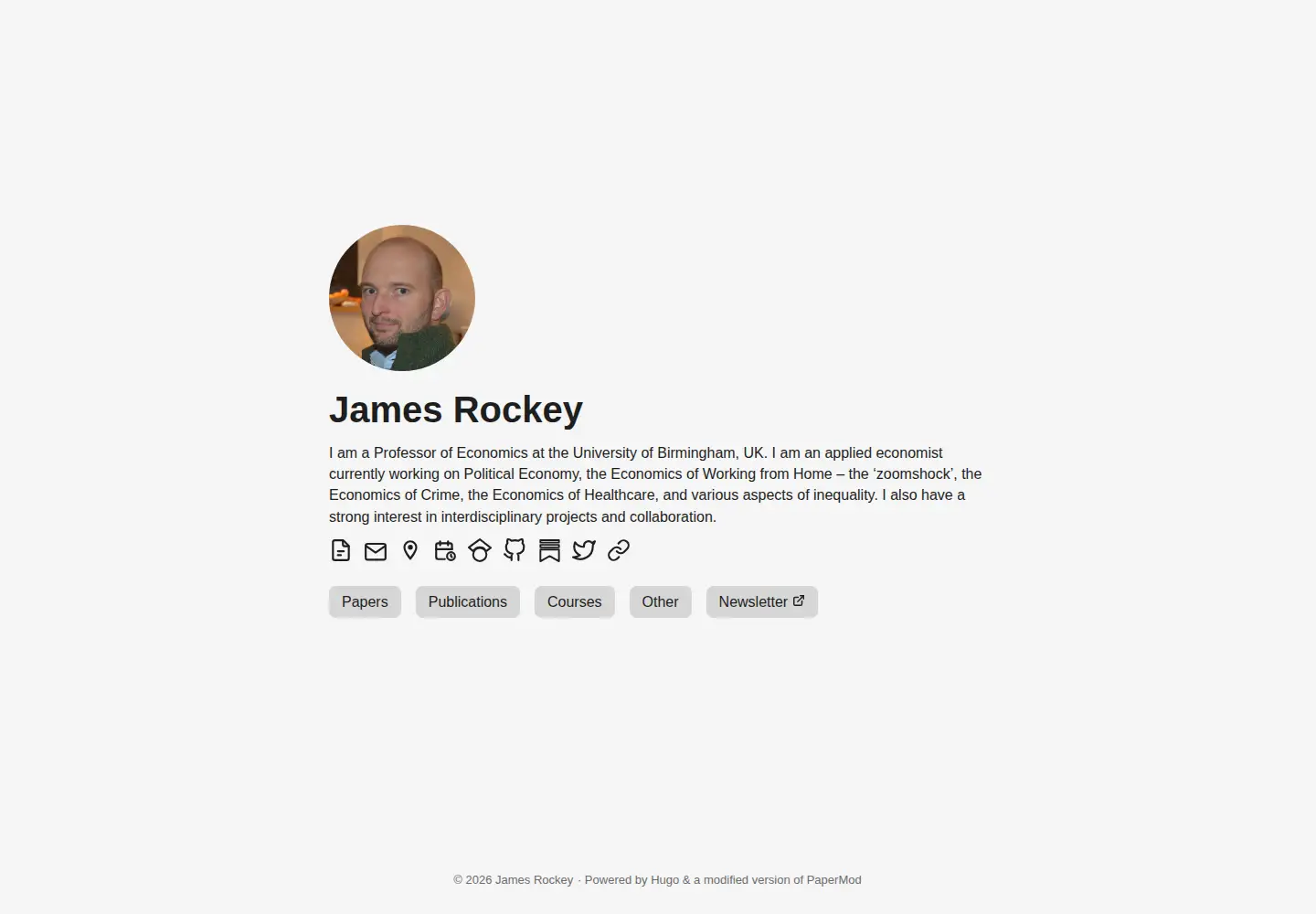 Captured homepage of jamesrockey.com in the current scan