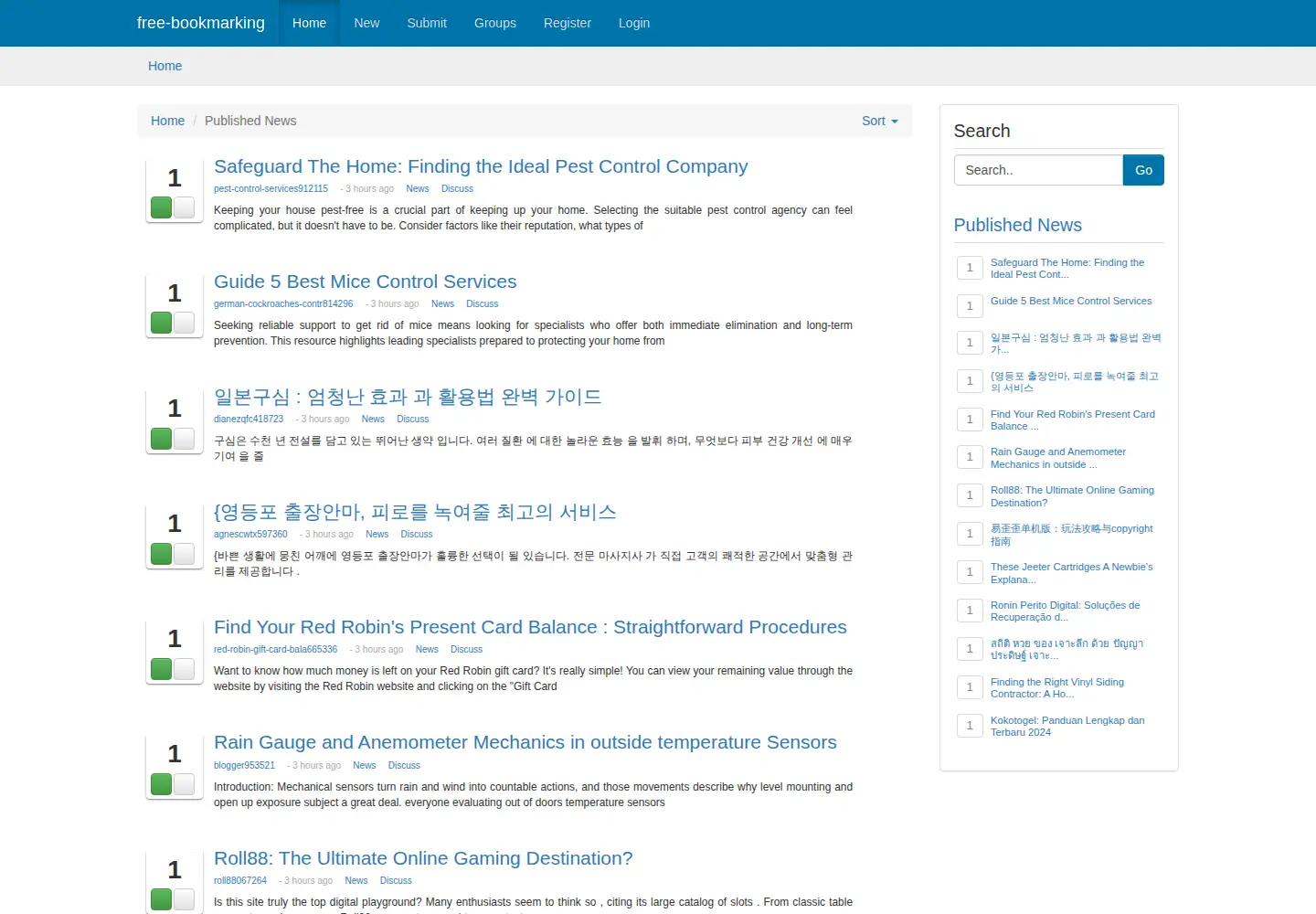 Screenshot of free-bookmarking.com