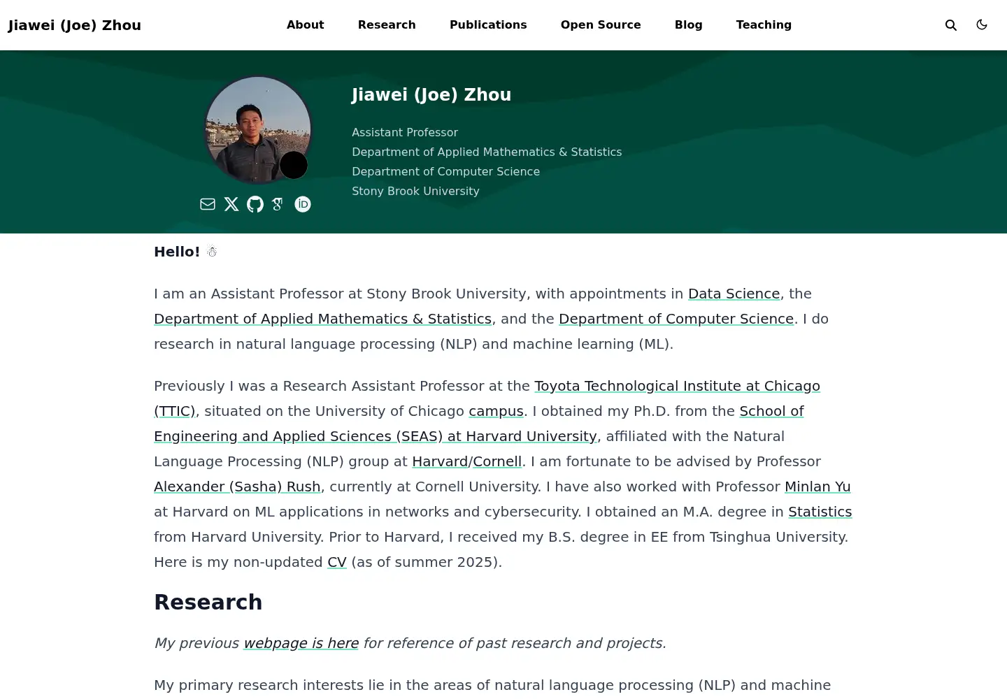 Captured homepage of joezhouai.com in the current scan