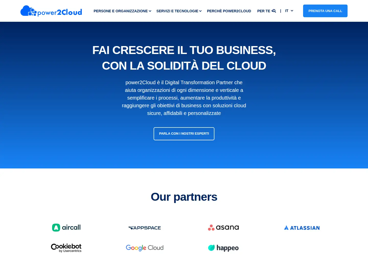 Captured homepage of power2cloud.com in the current scan