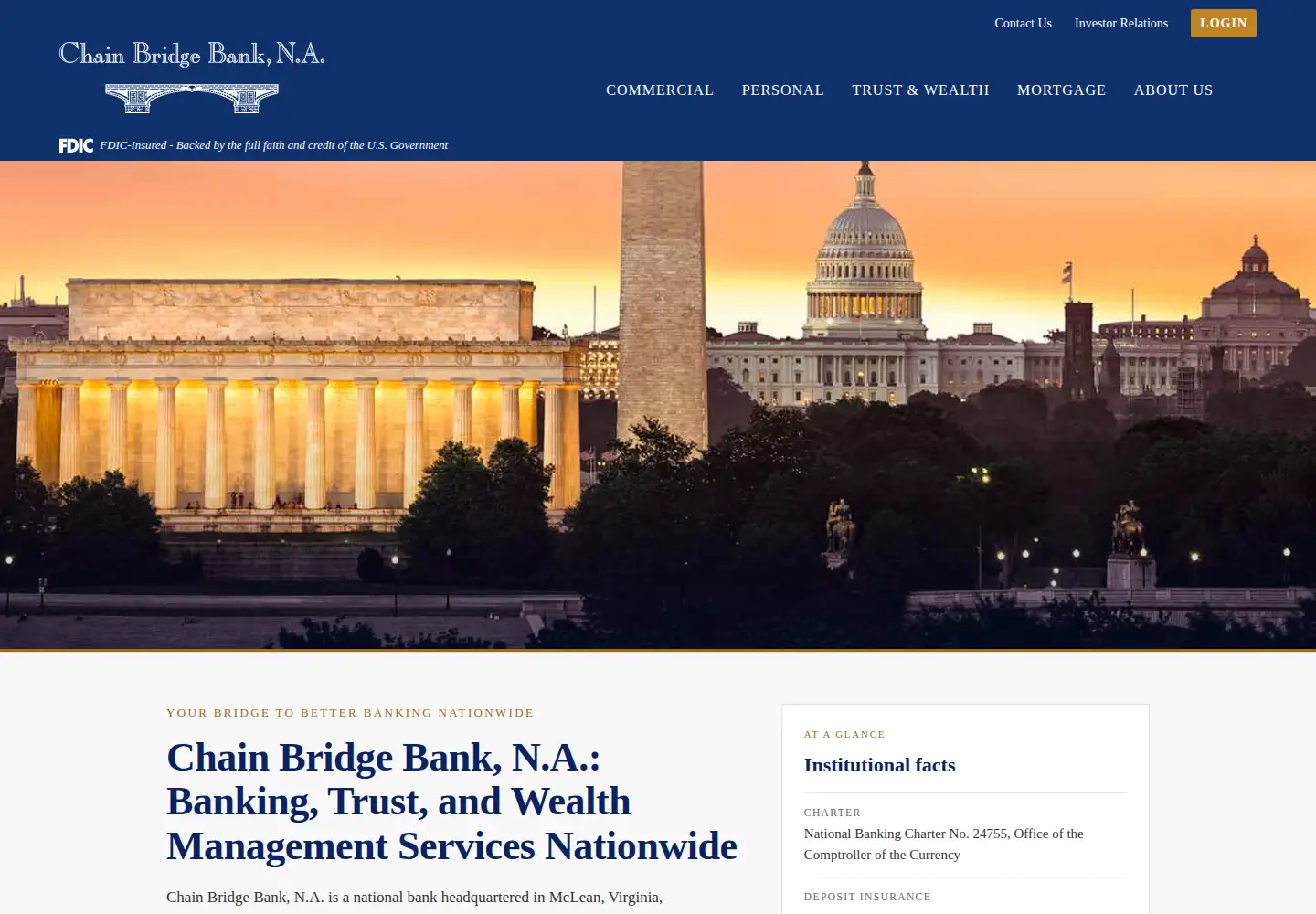 Screenshot of chainbridgebank.com