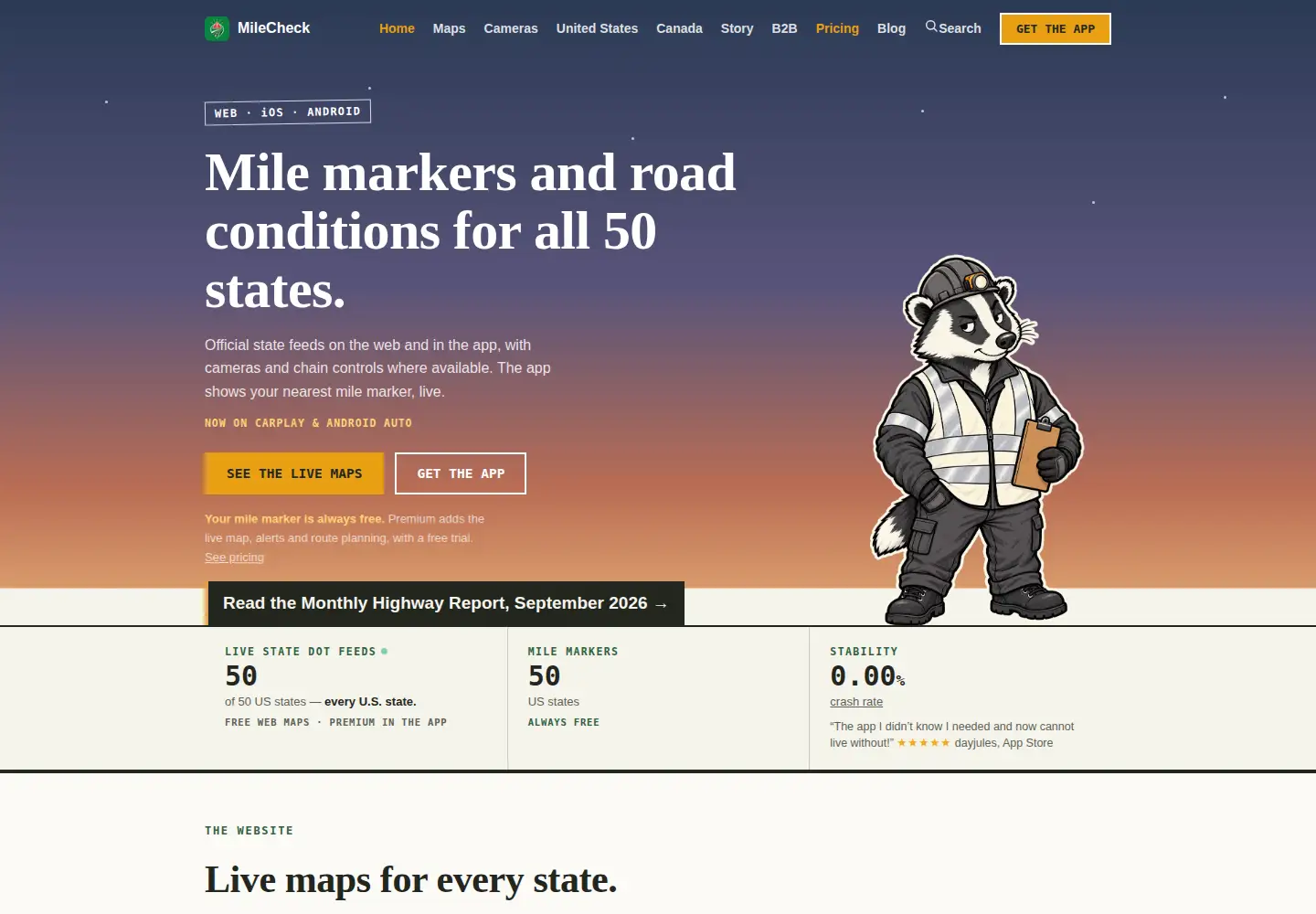 Screenshot of milecheckapp.com