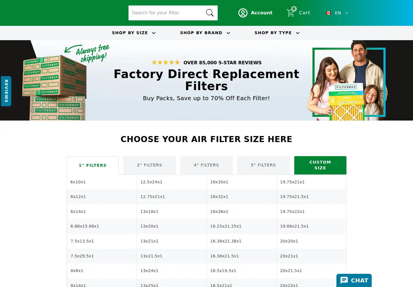 Captured homepage of filterbuy.ca in the current scan