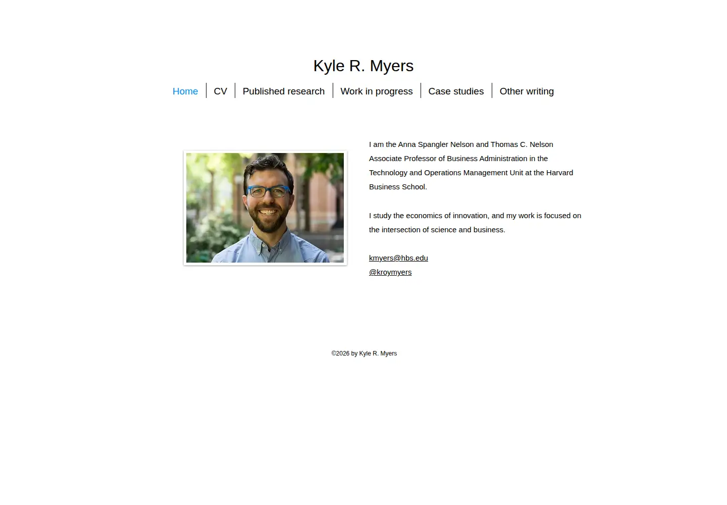 Captured homepage of kylemyers.org in the current scan