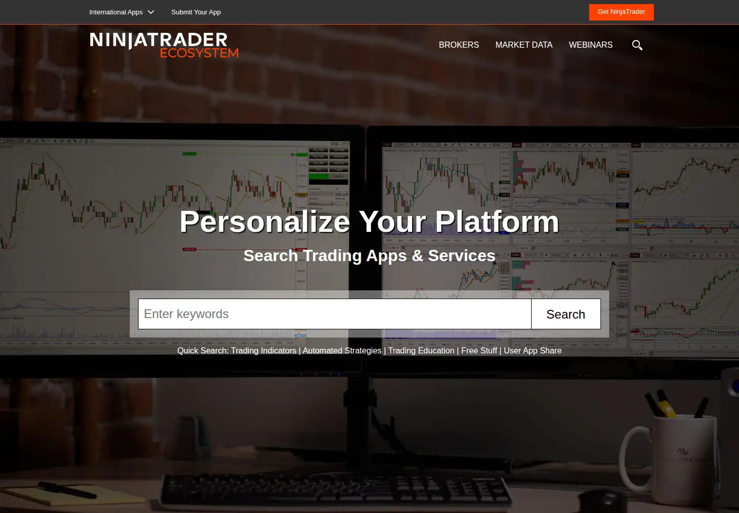 Captured homepage of ninjatraderecosystem.com in the current scan
