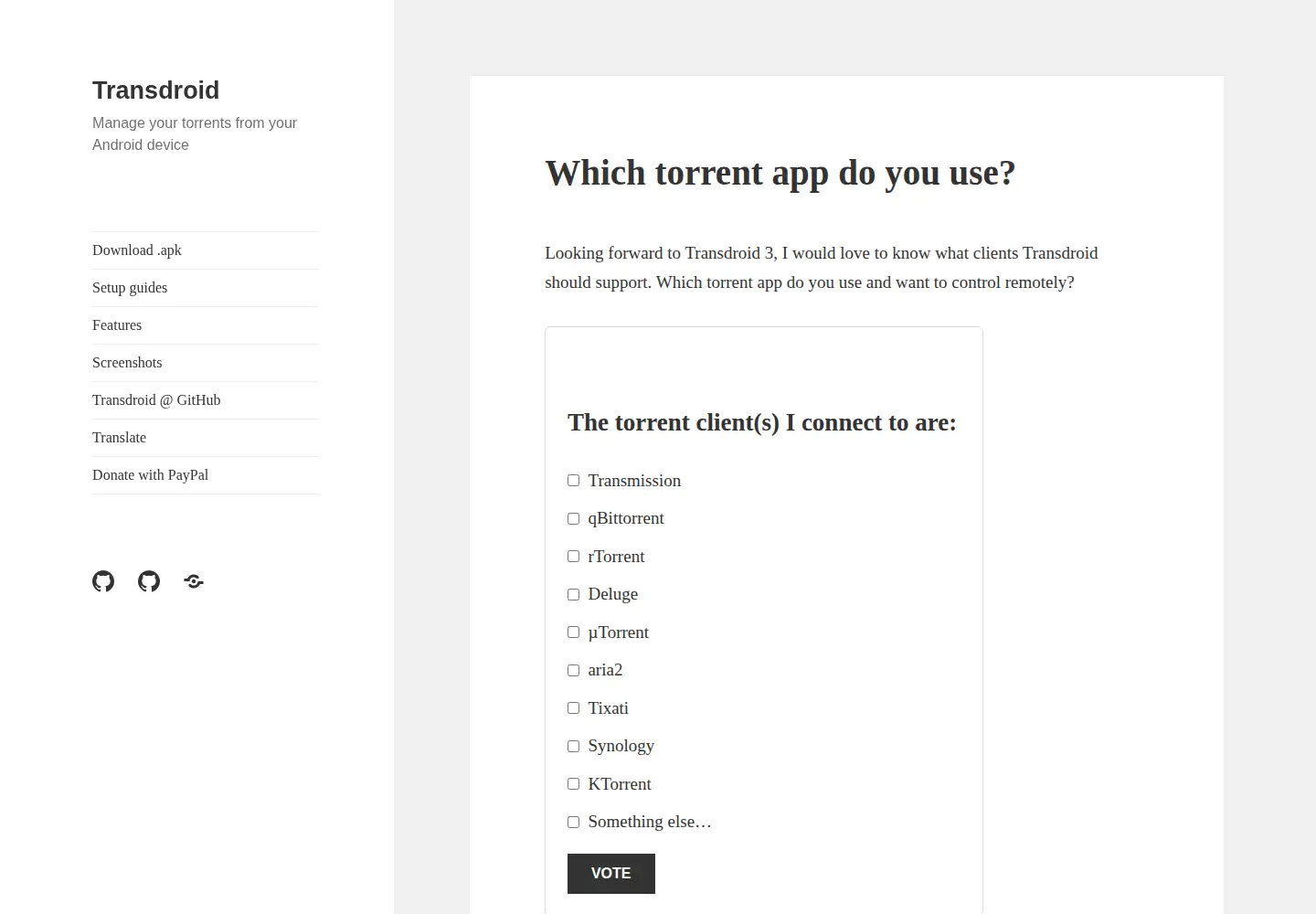 Screenshot of transdroid.org
