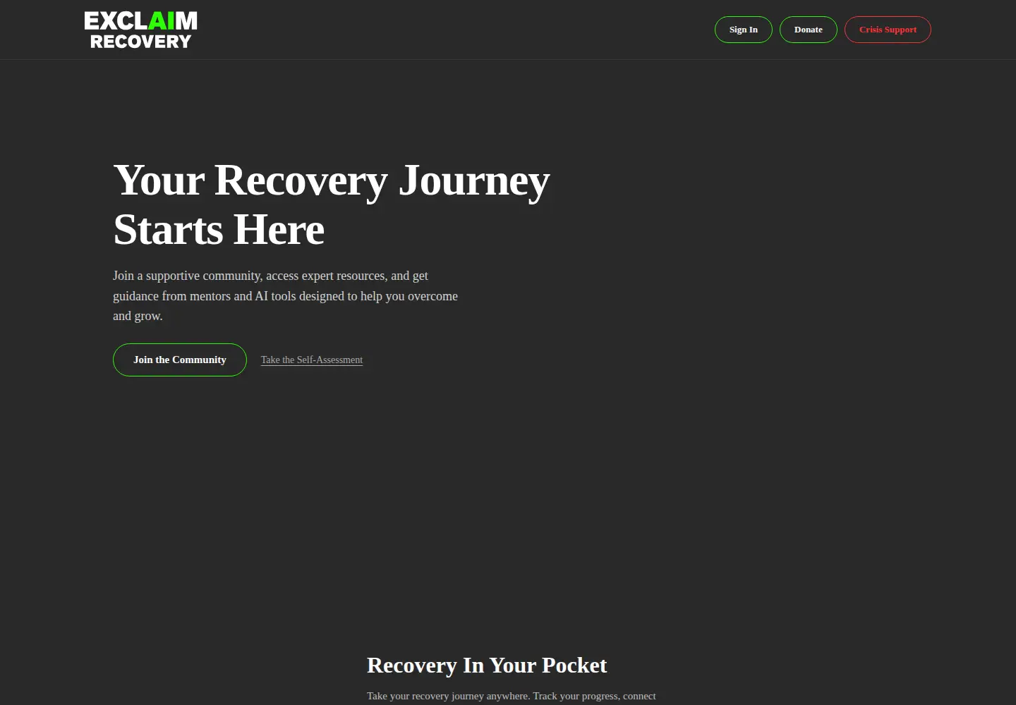 Screenshot of exclaimrecovery.com