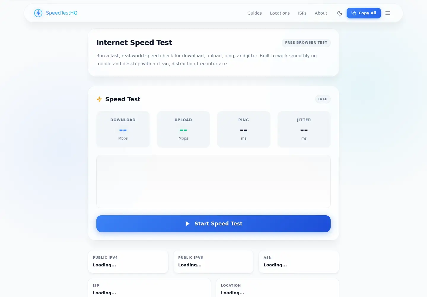 Captured homepage of speedtesthq.com in the current scan