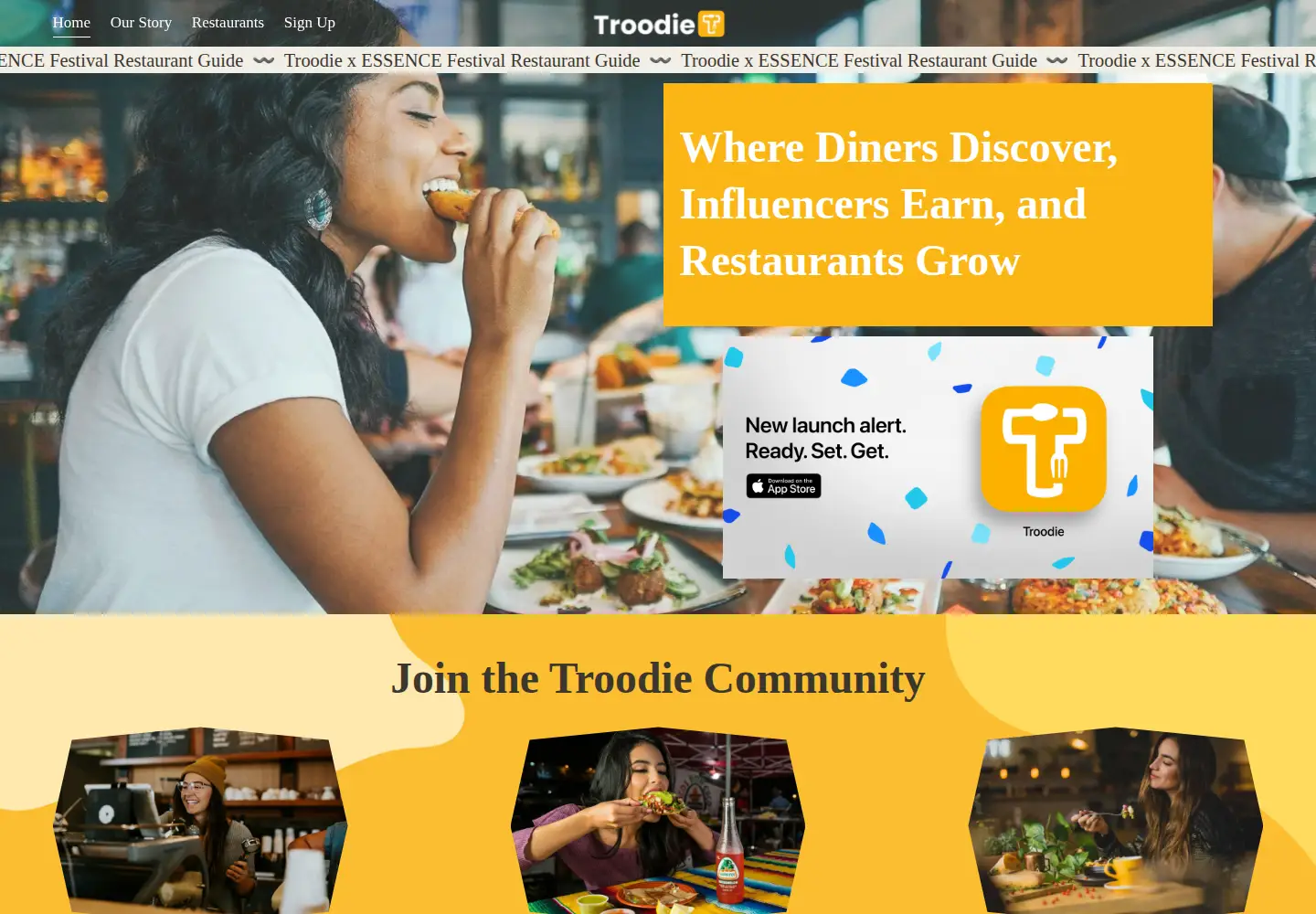 Captured homepage of troodieapp.com in the current scan