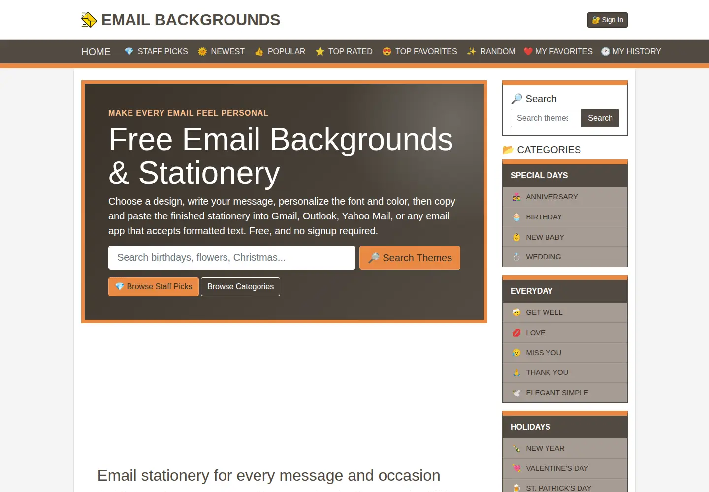Screenshot of emailbackgrounds.com