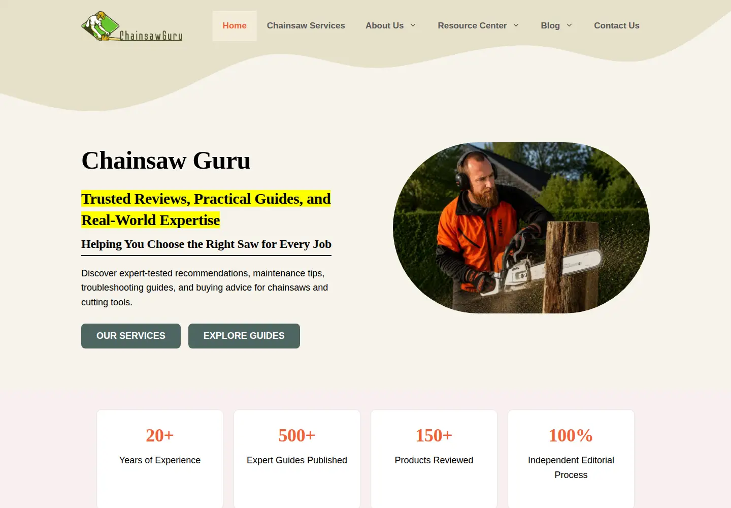 Screenshot of chainsawguru.com