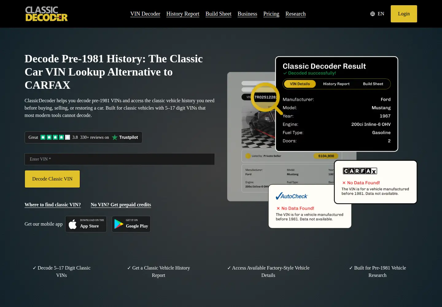 Screenshot of classicdecoder.com